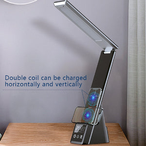 LED Desk Lamp Wireless Charger 15 W USB Type-C with Clock and Alarm